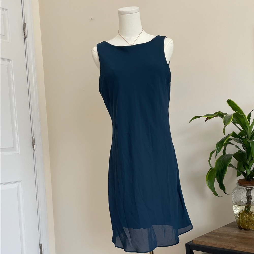 SOLD Chic Sleeveless Navy Midi Boat Neck Dress